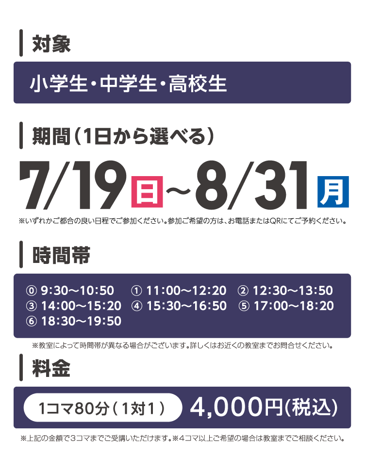 夏期講習の概要